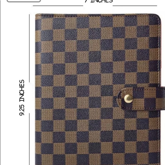 Luxury Checkered A5 Agenda Binder Journal Notepad Gift Brown with extra inserts - Picture 2 of 6